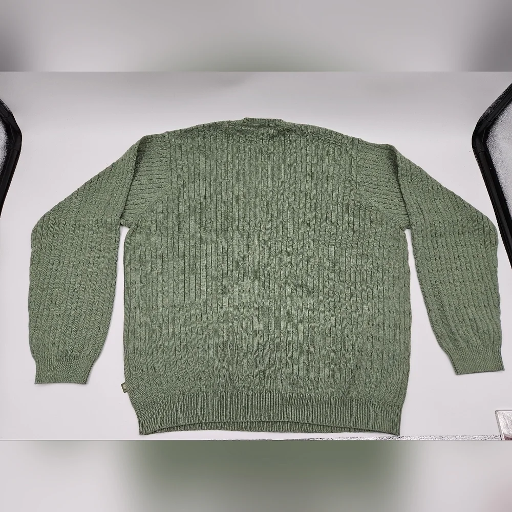 NEW IZOD GREEN Pullover 100% Cotton Cable Knit Sweater Mens Sz XXL